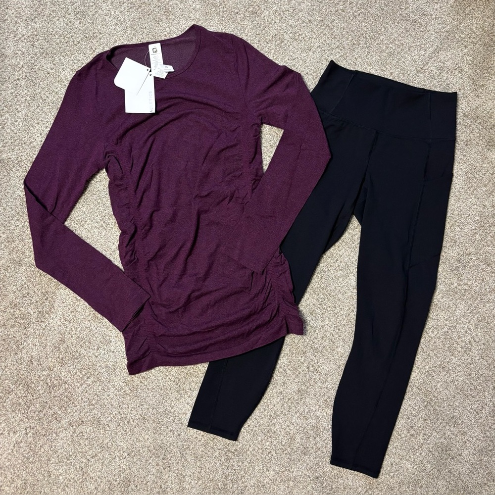 Fabletics pure luxe black leggings xs Kathie seamless long sleeve xs